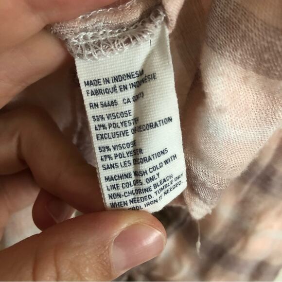 American Eagle AEO Soft Light Pink Brown Plaid Flannel Button Up Shirt Top - Picture 6 of 7